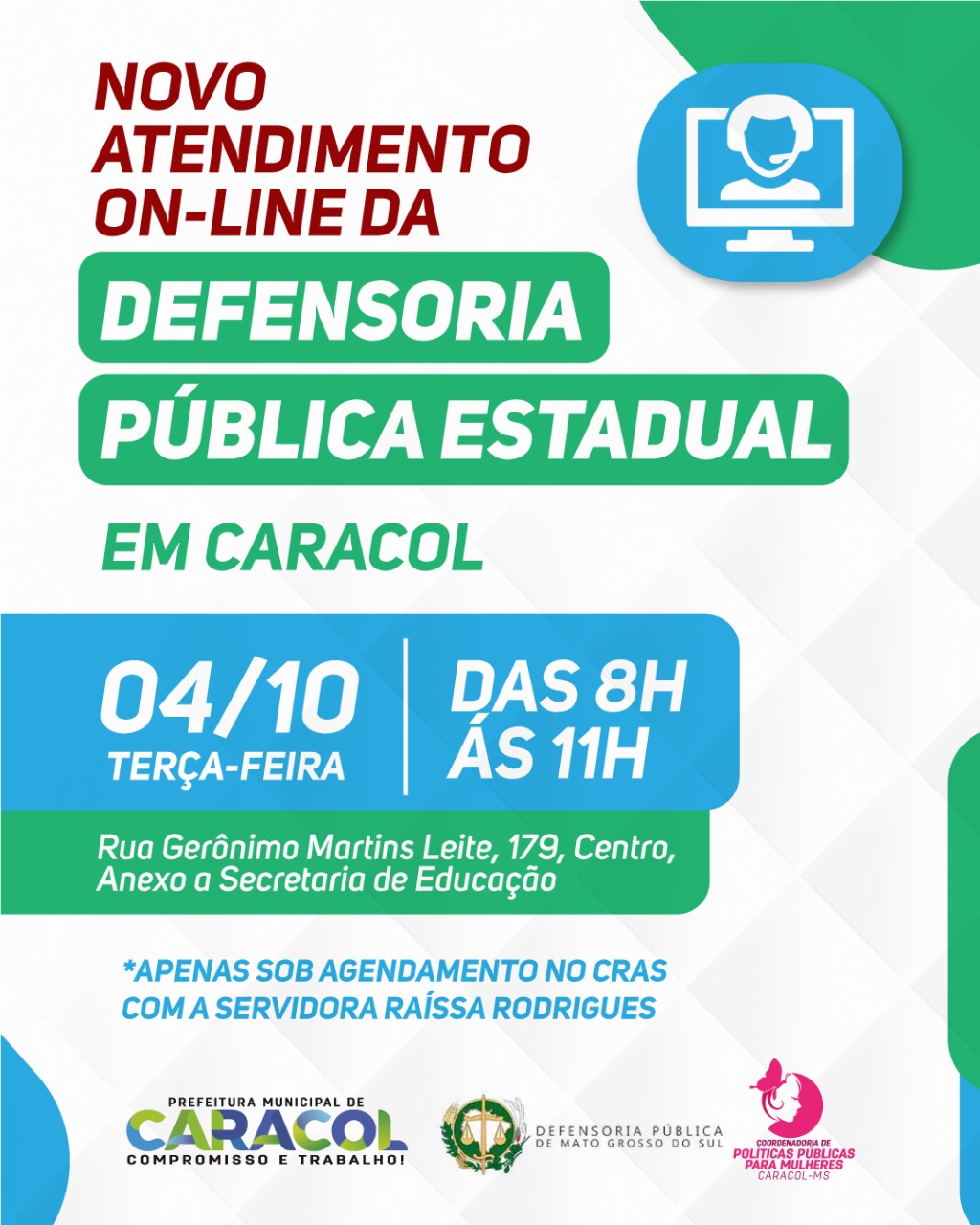 Defensoria Pública Estadual inicia atendimento on-line no município em parceria com Prefeitura de Caracol