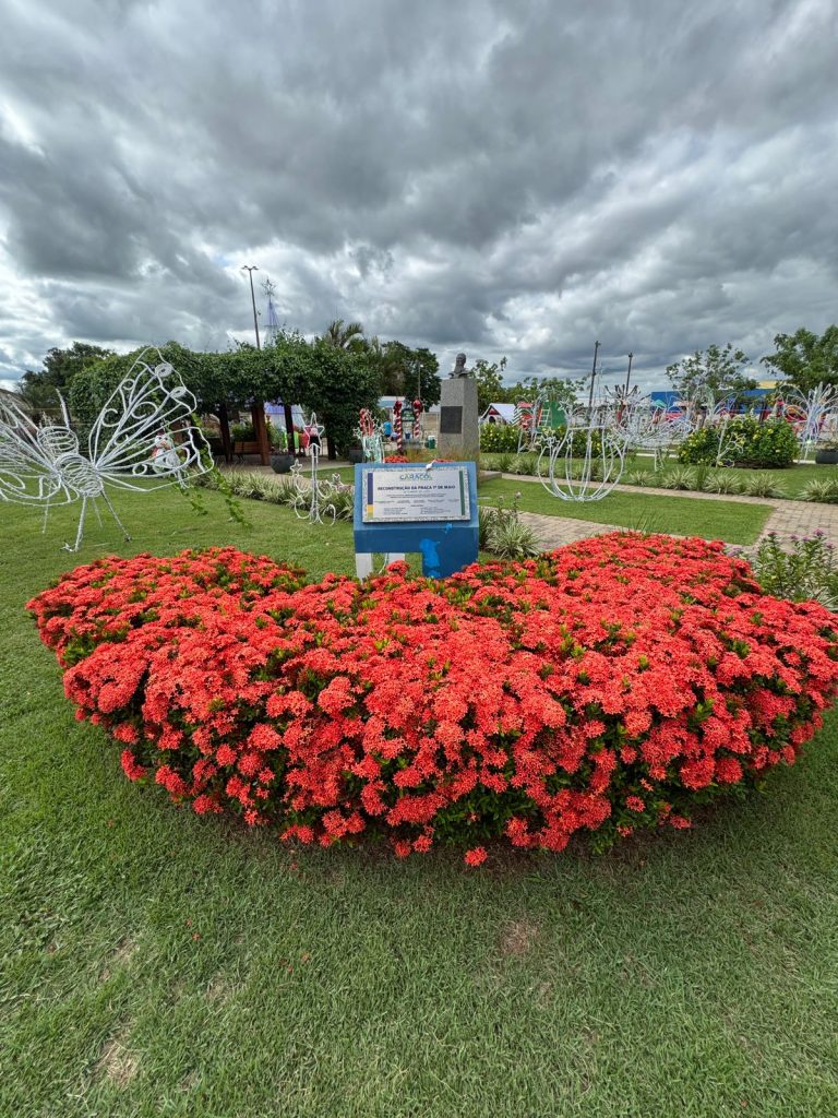 Papai Noel chega em cima de touro e tocando berrante na Abertura do Natal de Luzes em Caracol