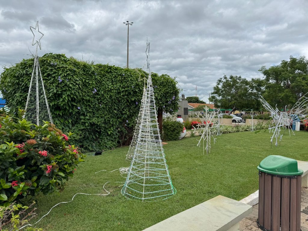 Papai Noel chega em cima de touro e tocando berrante na Abertura do Natal de Luzes em Caracol