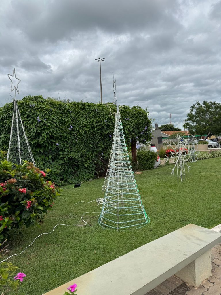 Papai Noel chega em cima de touro e tocando berrante na Abertura do Natal de Luzes em Caracol