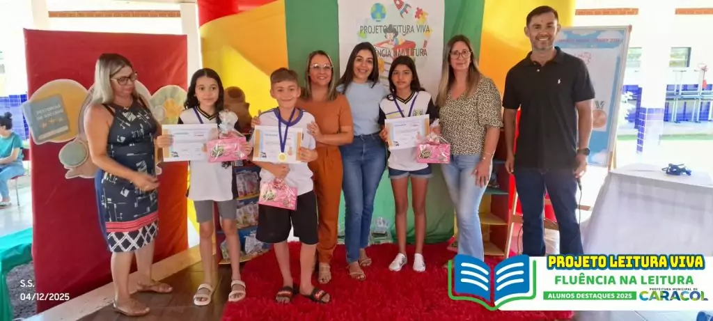 Projeto Leitura Viva premia alunos destaques de 2025 em Caracol