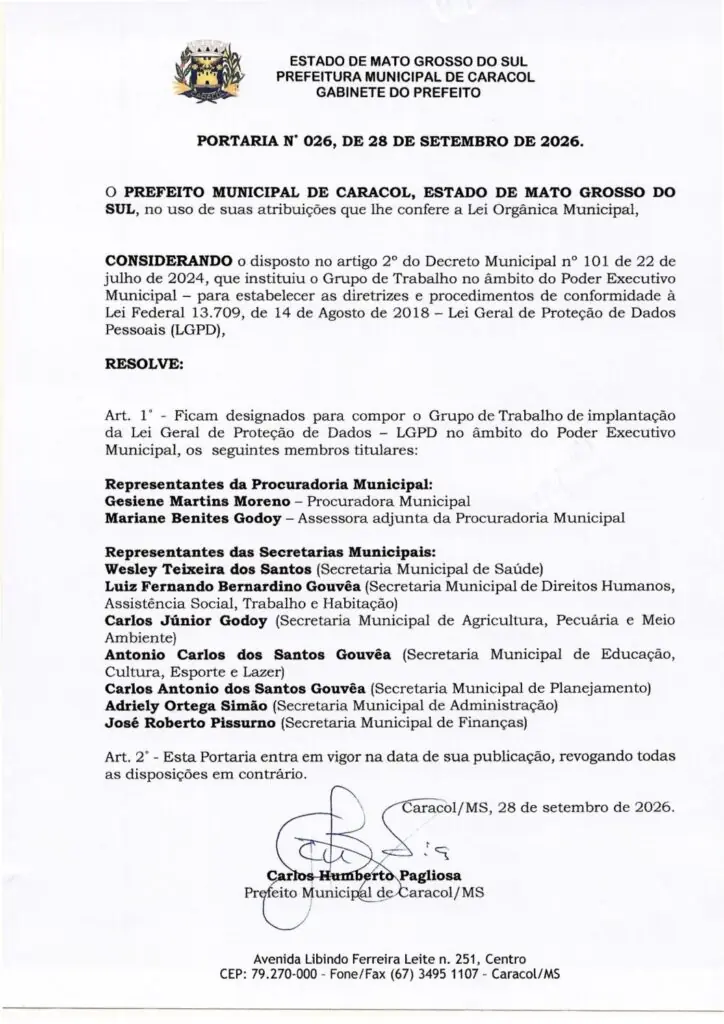 Portaria n°026/2026-Grupo de trabalho LGPD Portaria n°026/2026-Grupo de trabalho LGPD